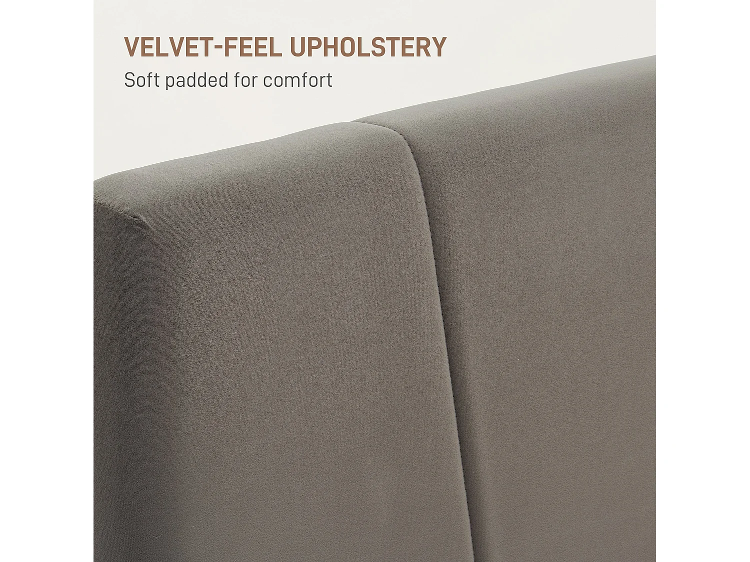 Nare 4FT6 Double Bed Frame Grey Velvet Feel Upholstered Headboard
