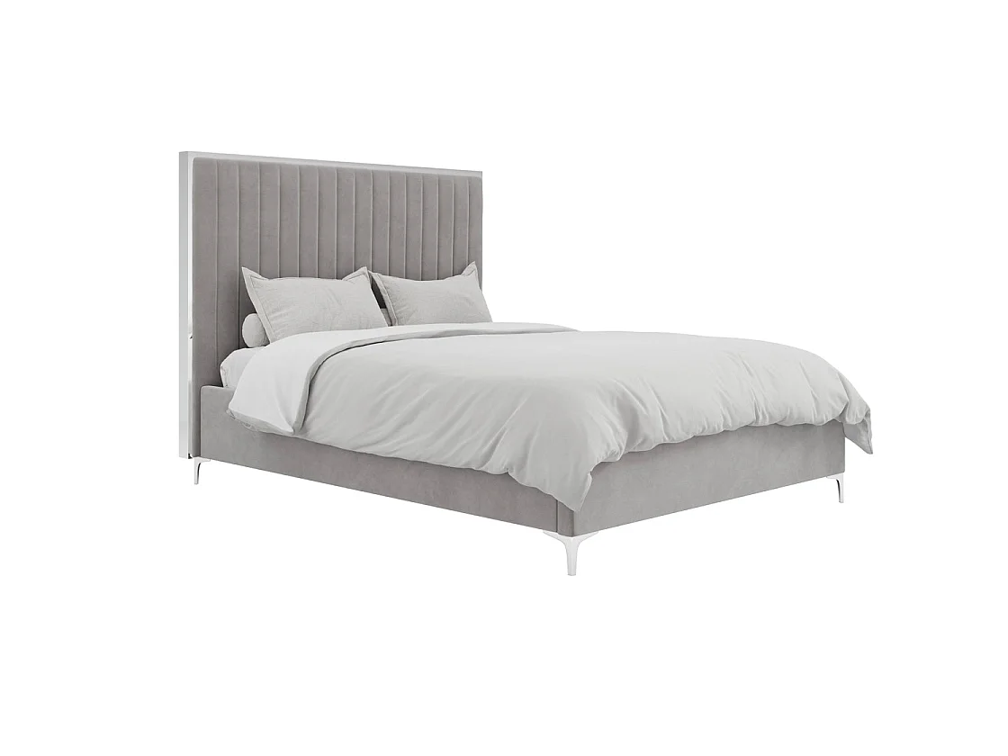 Killarney Mink Velvet 5ft King Size Bed Tall Ribbed Headboard