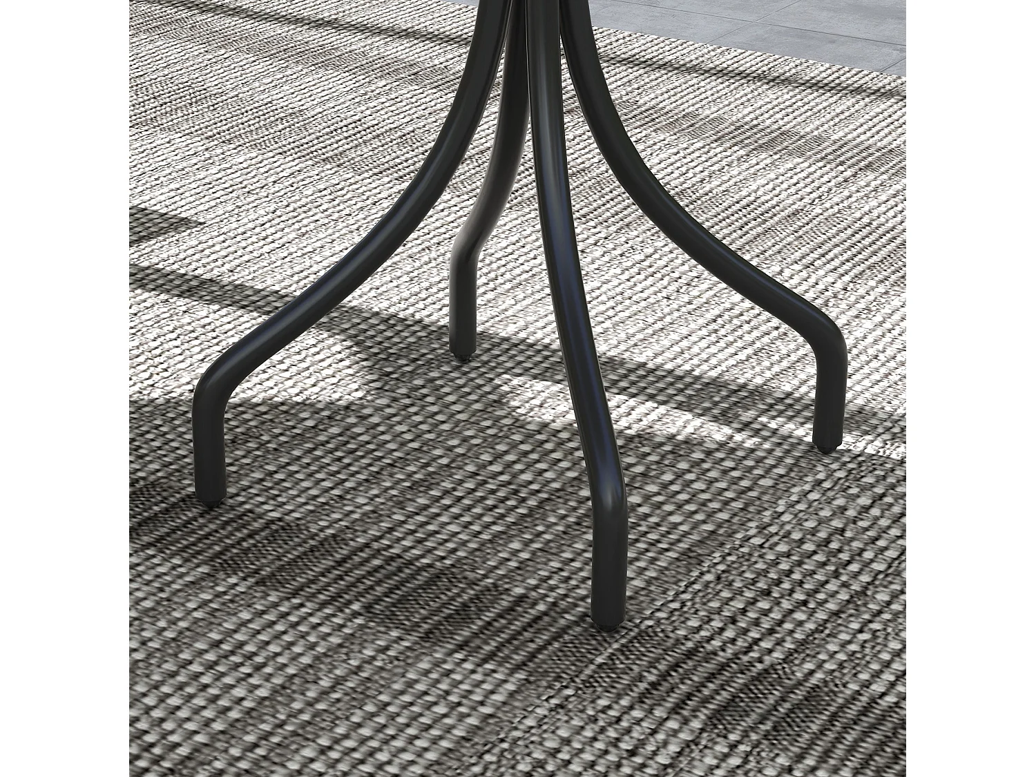 Rabasu 66cm Round Galvanised Steel Bistro Table Brown Wood Grain Top