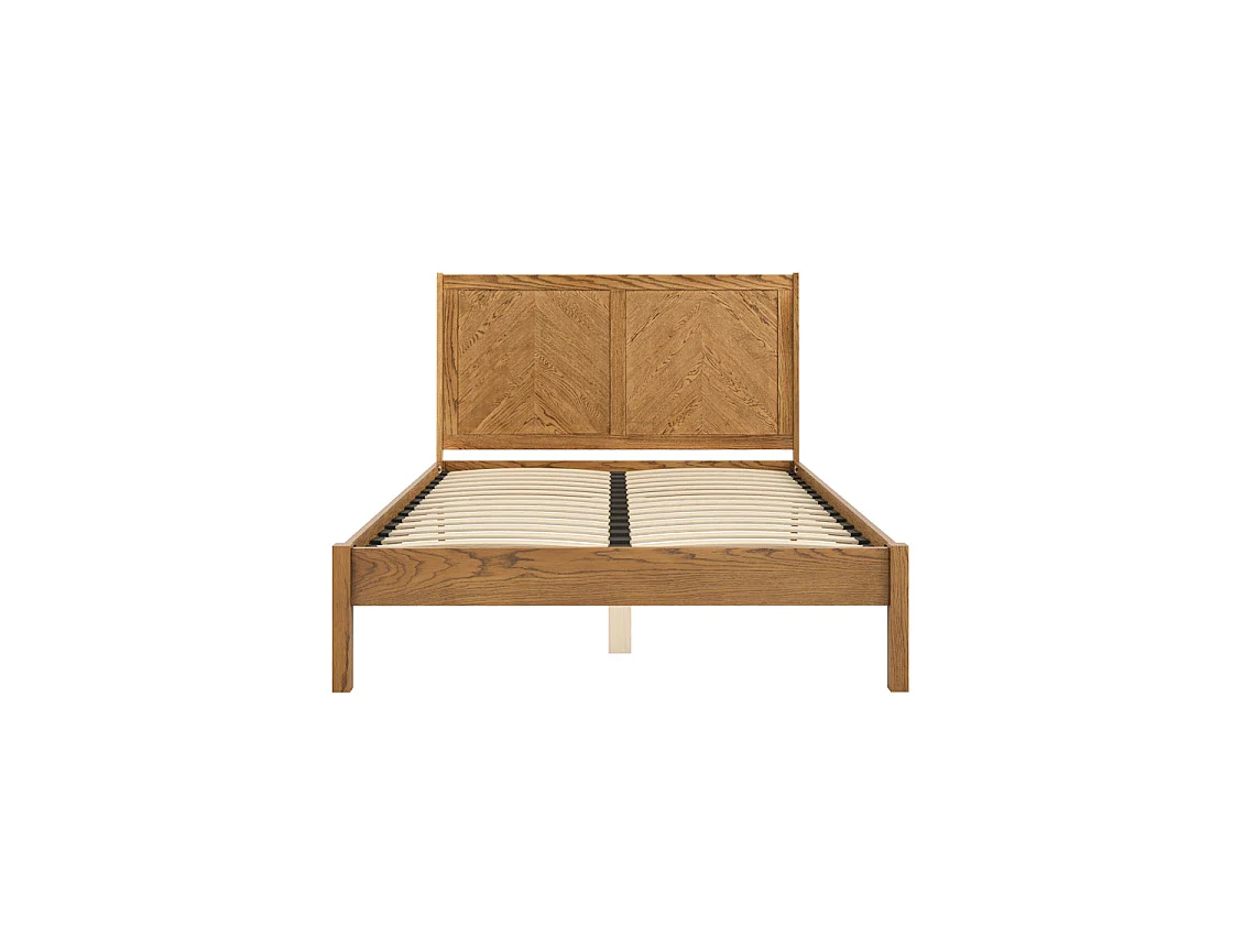 Dungarvan Chevron Natural Wood 4ft6 Double Bed with Headboard