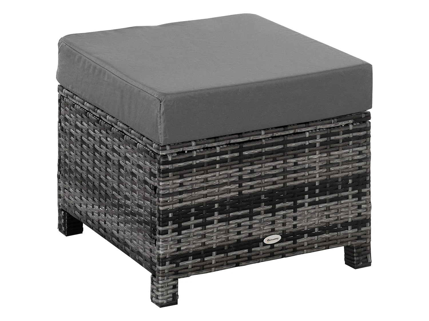 Kadone Halu Grey Rattan Style Square Outdoor Footstool with Cushioned Top