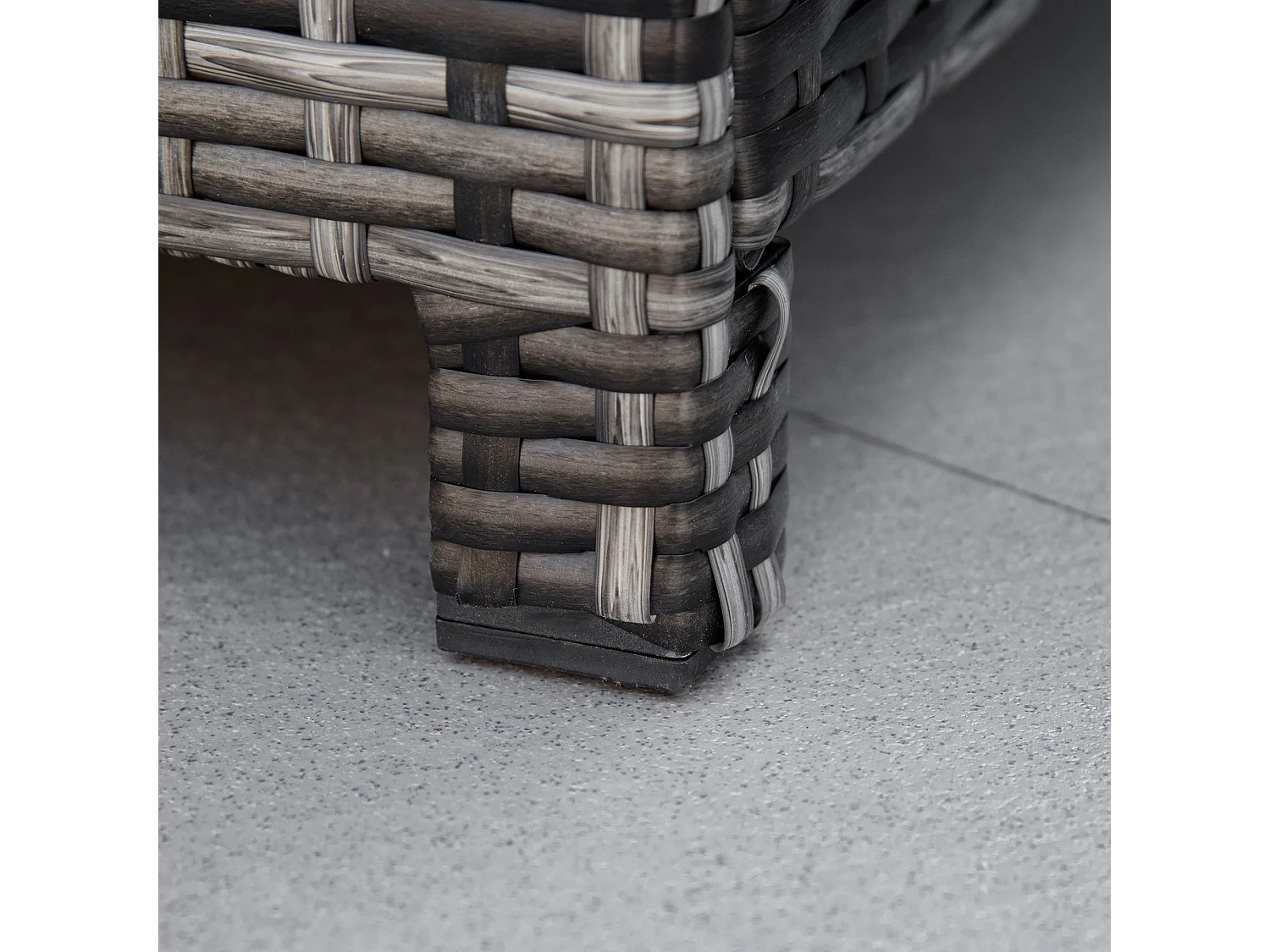 Kadone Halu Grey Rattan Style Square Outdoor Footstool with Cushioned Top
