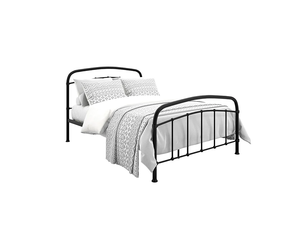 France Black Metal 5ft King Size Bed with Headboard and Footboard