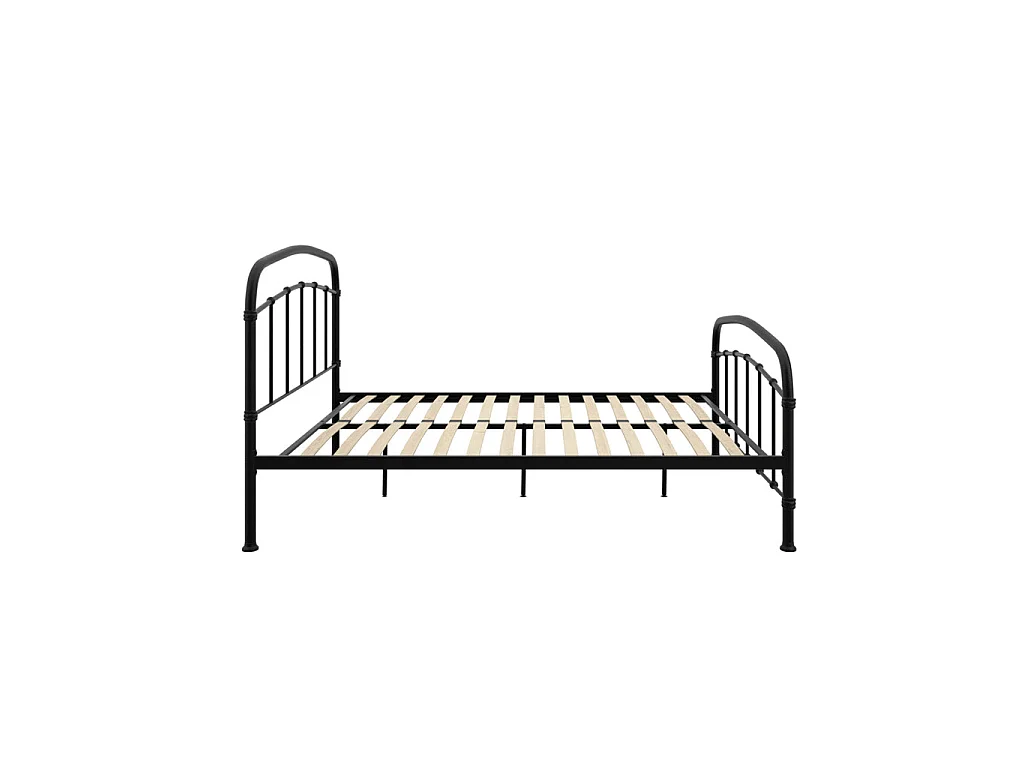 France Black Metal 5ft King Size Bed with Headboard and Footboard
