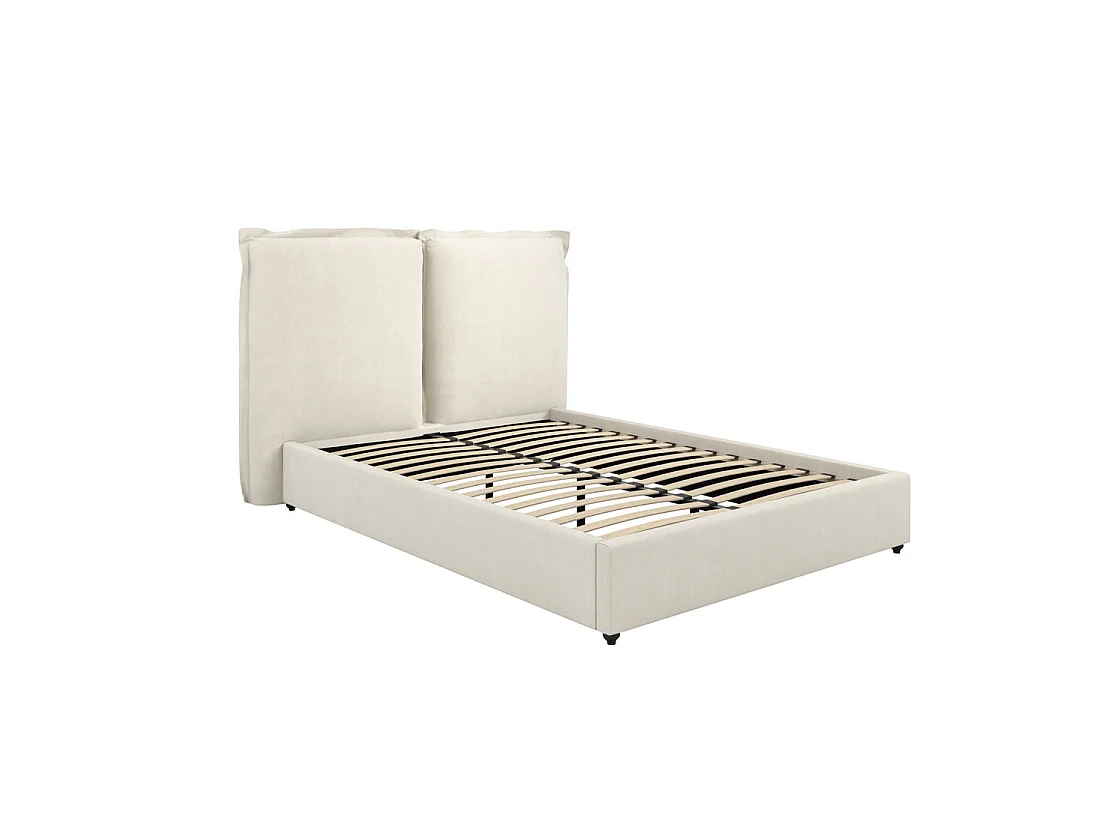Wexford Ivory Linen Upholstered Double Bed 4ft6 with Pillow Headboard