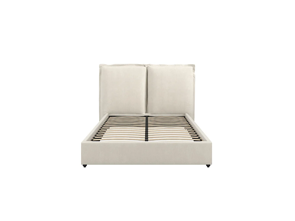 Wexford Ivory Linen Upholstered Double Bed 4ft6 with Pillow Headboard