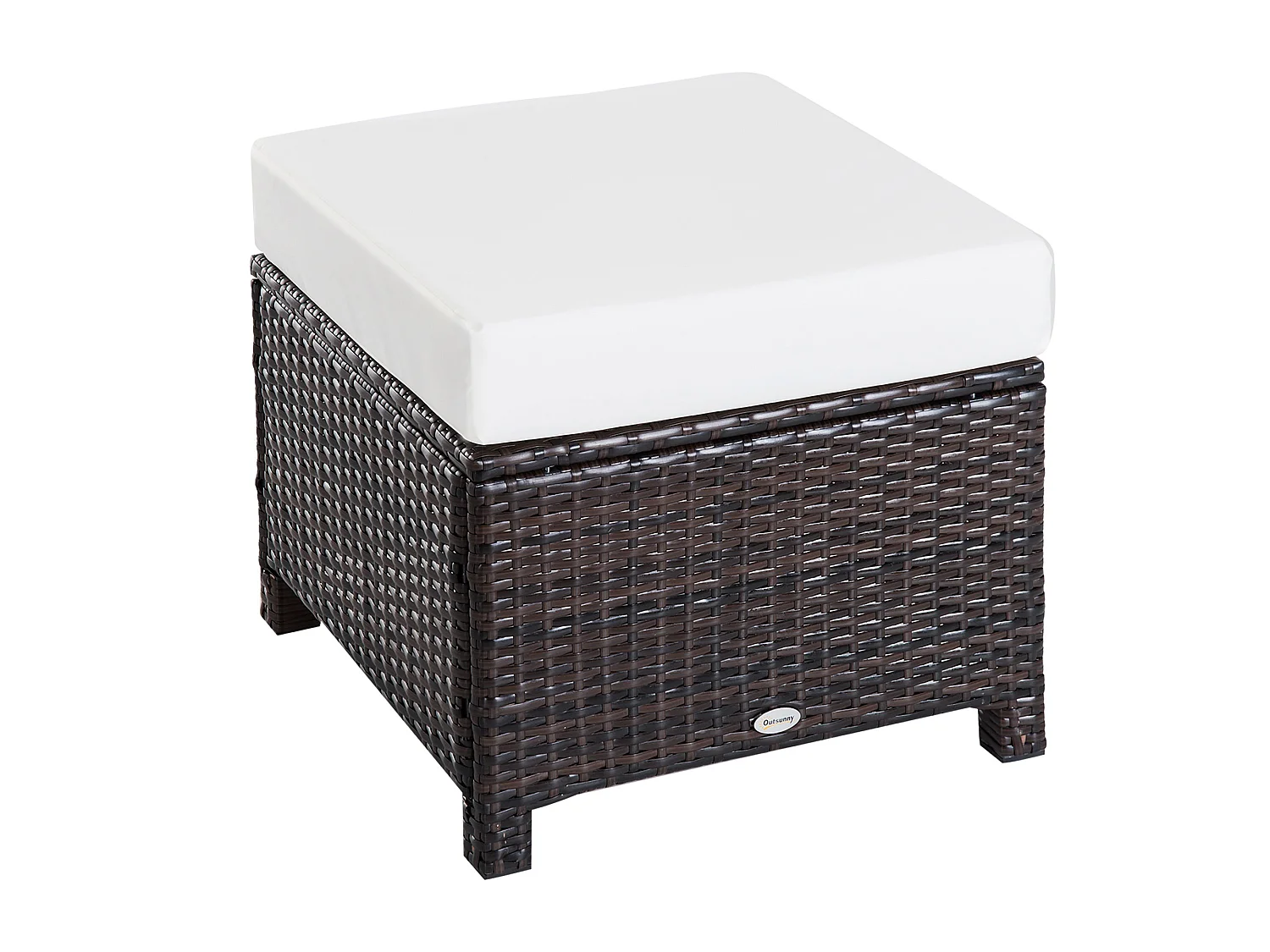 Molo Brown Rattan Square Outdoor Footstool with Padded Removable Cover Cushion
