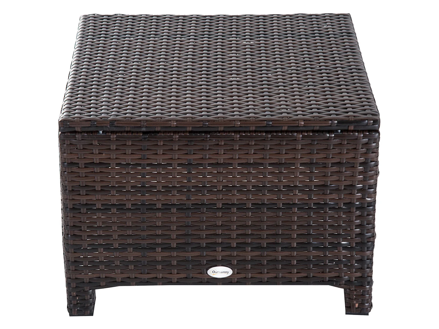 Molo Brown Rattan Square Outdoor Footstool with Padded Removable Cover Cushion