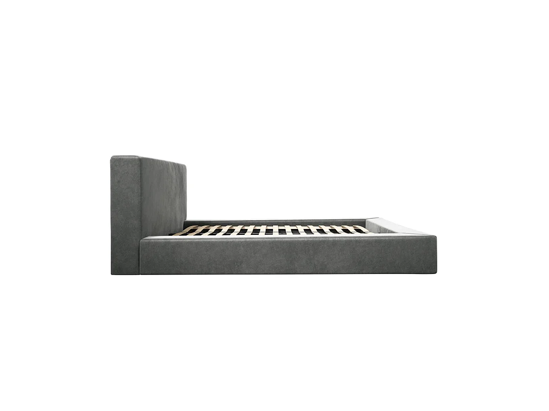 Portarlington Upholstered Dark Grey Twill King Size Bed 150 x 200cm with Headboard