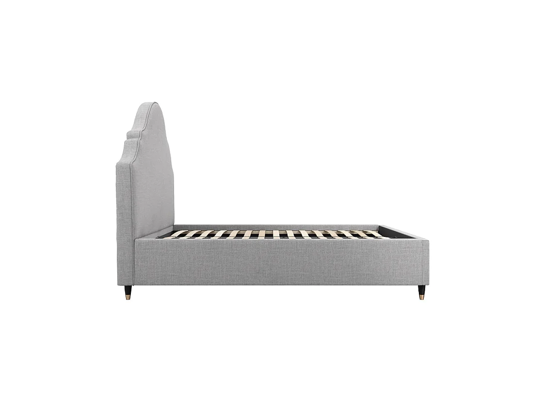 Princeton Light Grey Linen Blend 4ft6 Double Bed with Retro Headboard