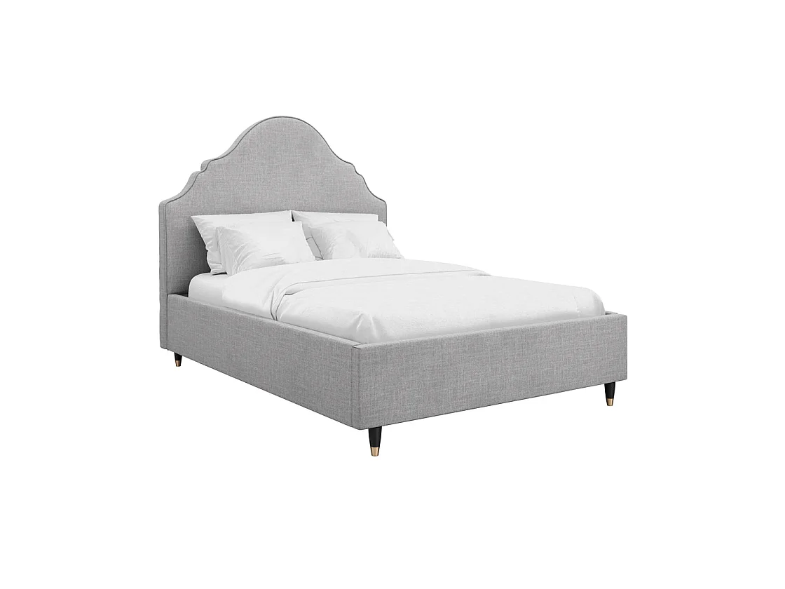 Princeton Light Grey Linen Blend 4ft6 Double Bed with Retro Headboard