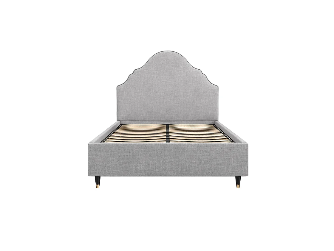 Princeton Light Grey Linen Blend 4ft6 Double Bed with Retro Headboard