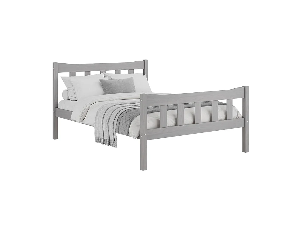 Tralee Grey Washed Pine 4ft6 Double Bed with Panelled Headboard and Footboard