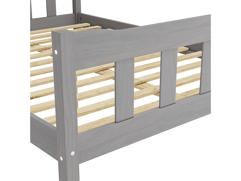 Tralee Grey Washed Pine 4ft6 Double Bed with Panelled Headboard and Footboard