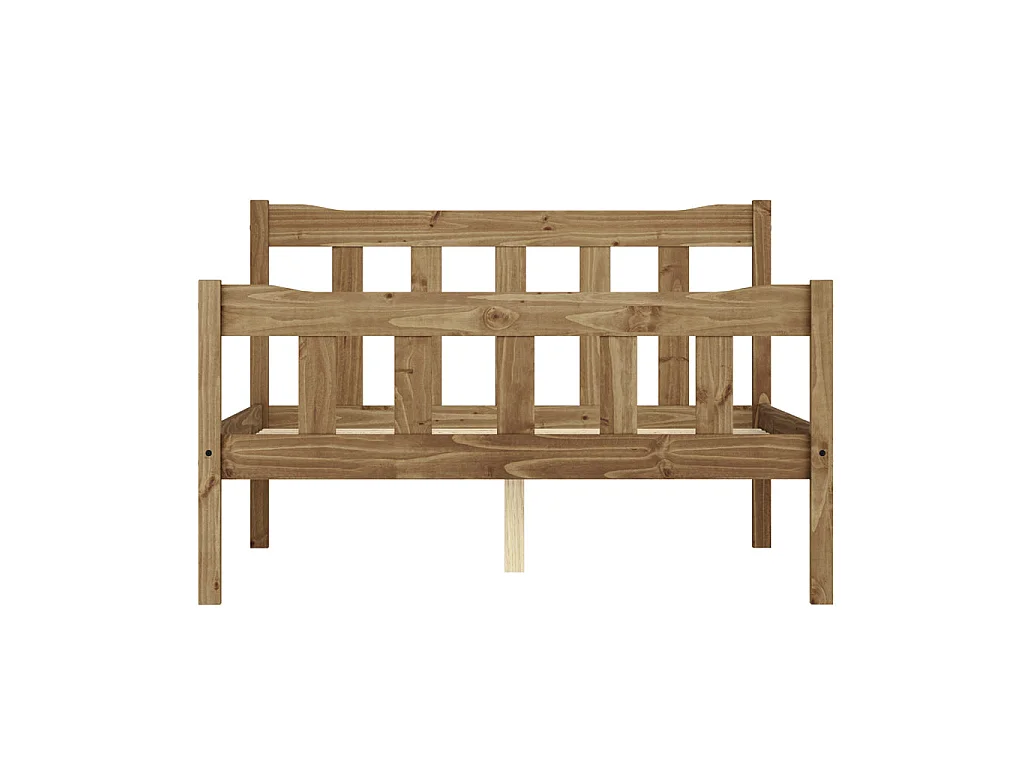 Tralee Brown Pine 4ft6 Double Bed with Slatted Headboard and Footboard