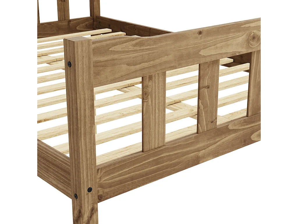 Tralee Brown Pine King Size Bed 150x200cm Slatted Headboard and Footboard
