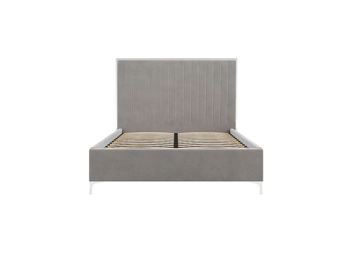 Killarney Mink Velvet 4ft6 Double Bed with Tall Ribbed Headboard