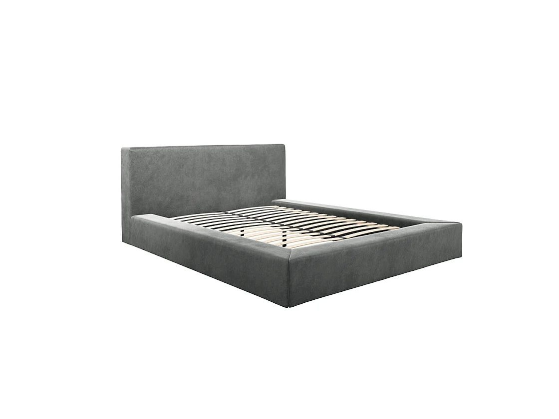 Portarlington Upholstered Dark Grey Twill 4ft6 Double Bed with Headboard