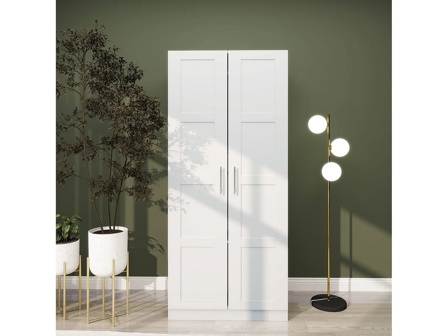 Coravello White 2 Door Wardrobe with Hanging Rail and Shelves
