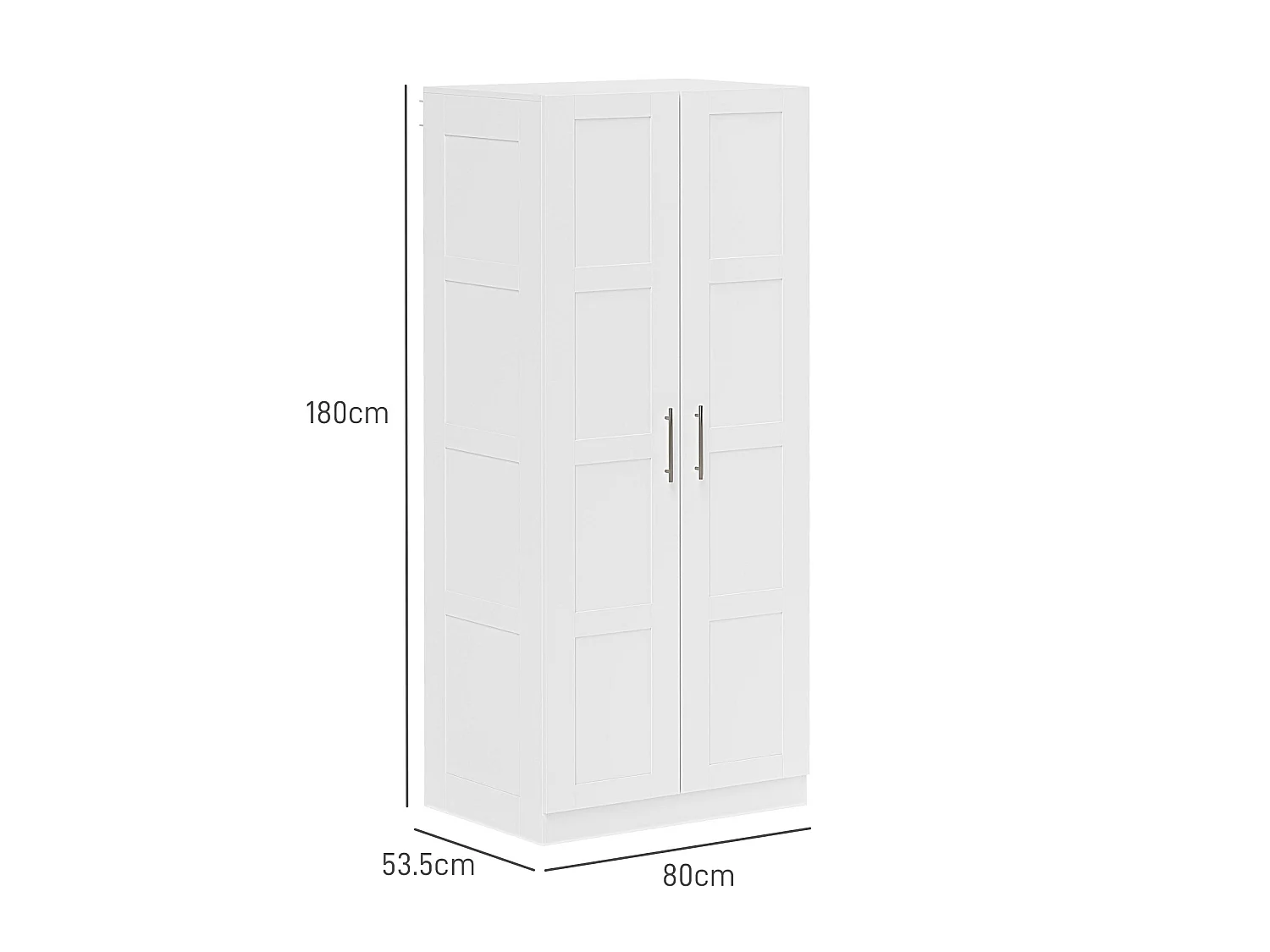Coravello White 2 Door Wardrobe with Hanging Rail and Shelves