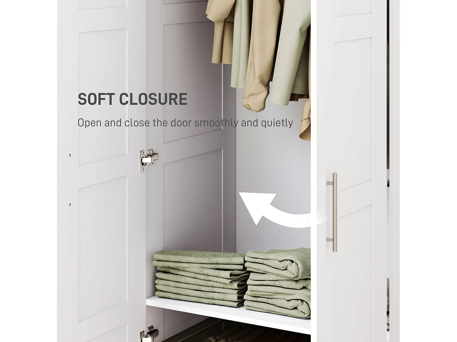 Coravello White 2 Door Wardrobe with Hanging Rail and Shelves