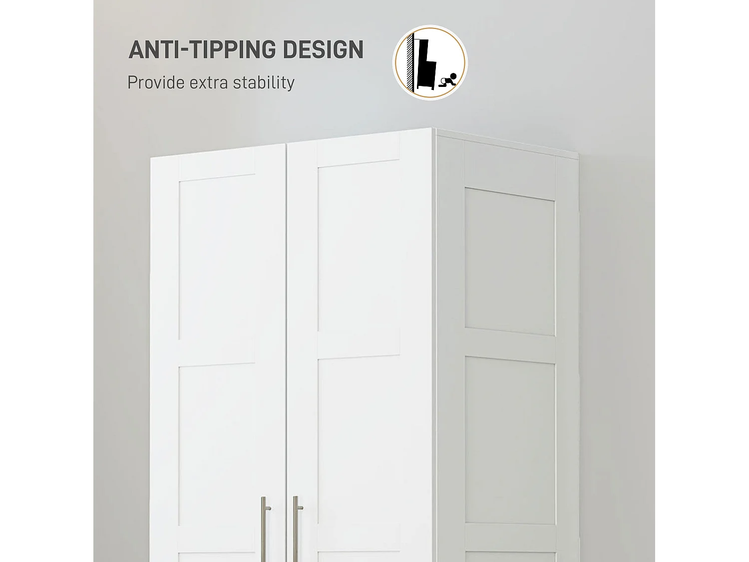 Coravello White 2 Door Wardrobe with Hanging Rail and Shelves