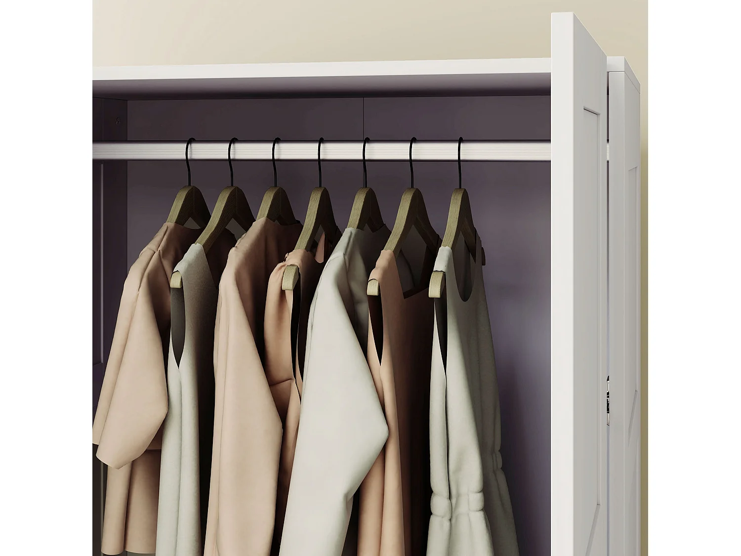 Coravello White 2 Door Wardrobe with Hanging Rail and Shelves