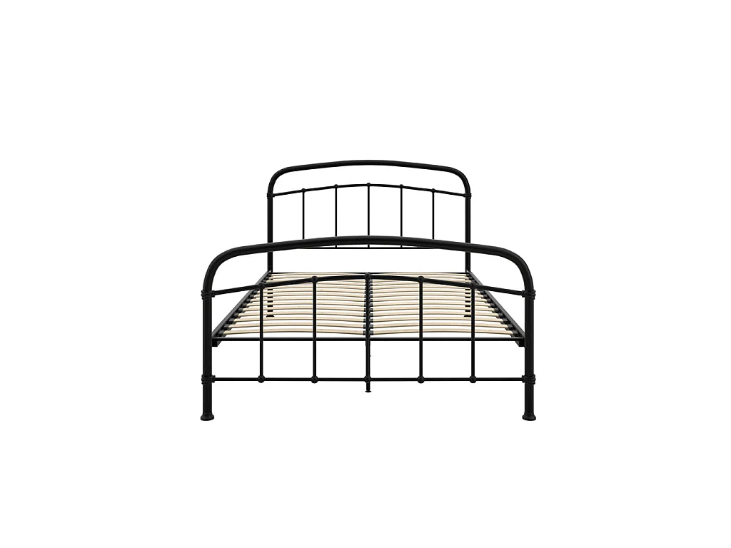 France Industrial Black Metal 4ft6 Double Bed with Headboard and Footboard