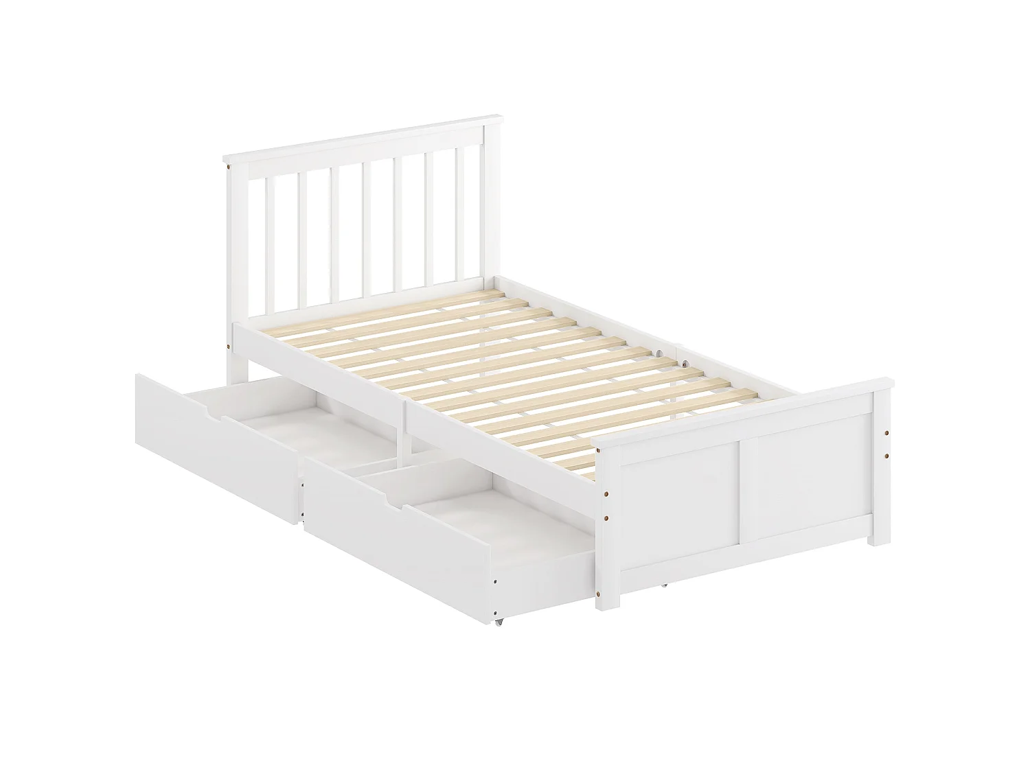 Sutton White Single Bed Frame with 2 Underbed Drawers Pine and MDF 90x190cm