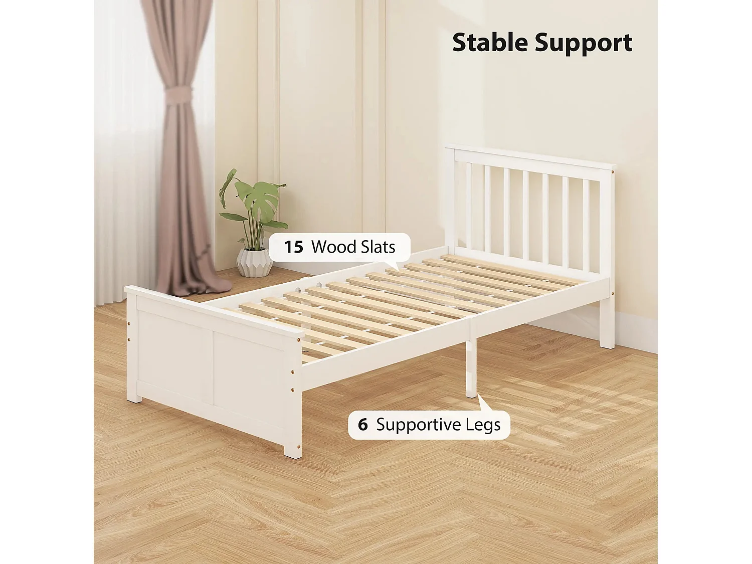 Sutton White Single Bed Frame with 2 Underbed Drawers Pine and MDF 90x190cm