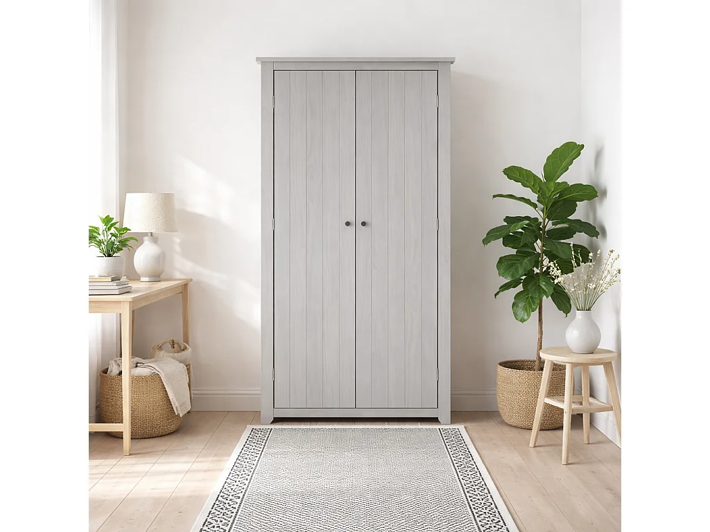 Tralee Grey Washed Pine 2 Door Wardrobe Solid Pine Antique Modern Style