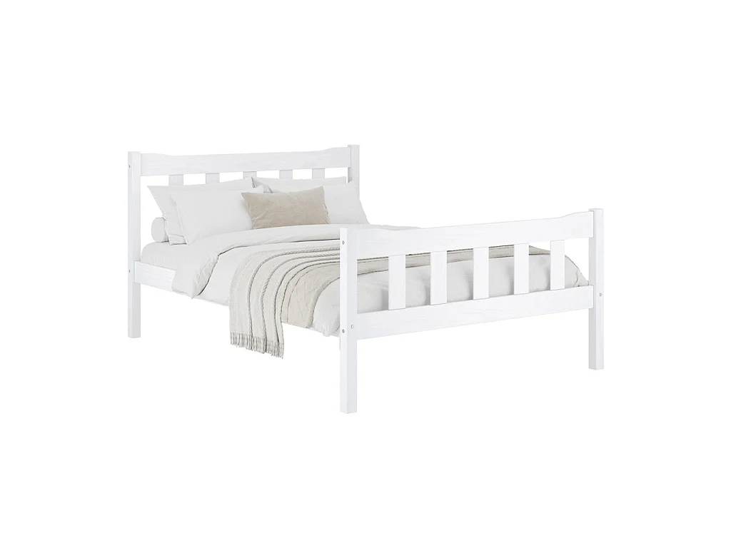 Tralee White Washed Pine 4ft6 Double Bed Slatted Headboard and Footboard