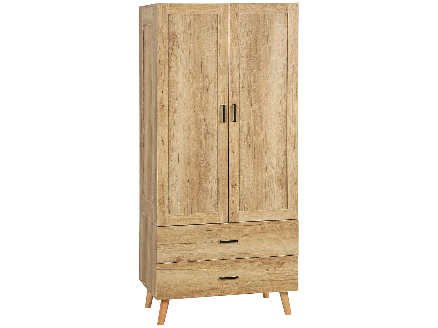 Corasoro 2 Door Wardrobe 2 Drawers Natural Wood Effect Finish