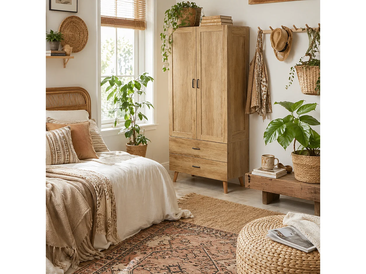 Corasoro 2 Door Wardrobe 2 Drawers Natural Wood Effect Finish