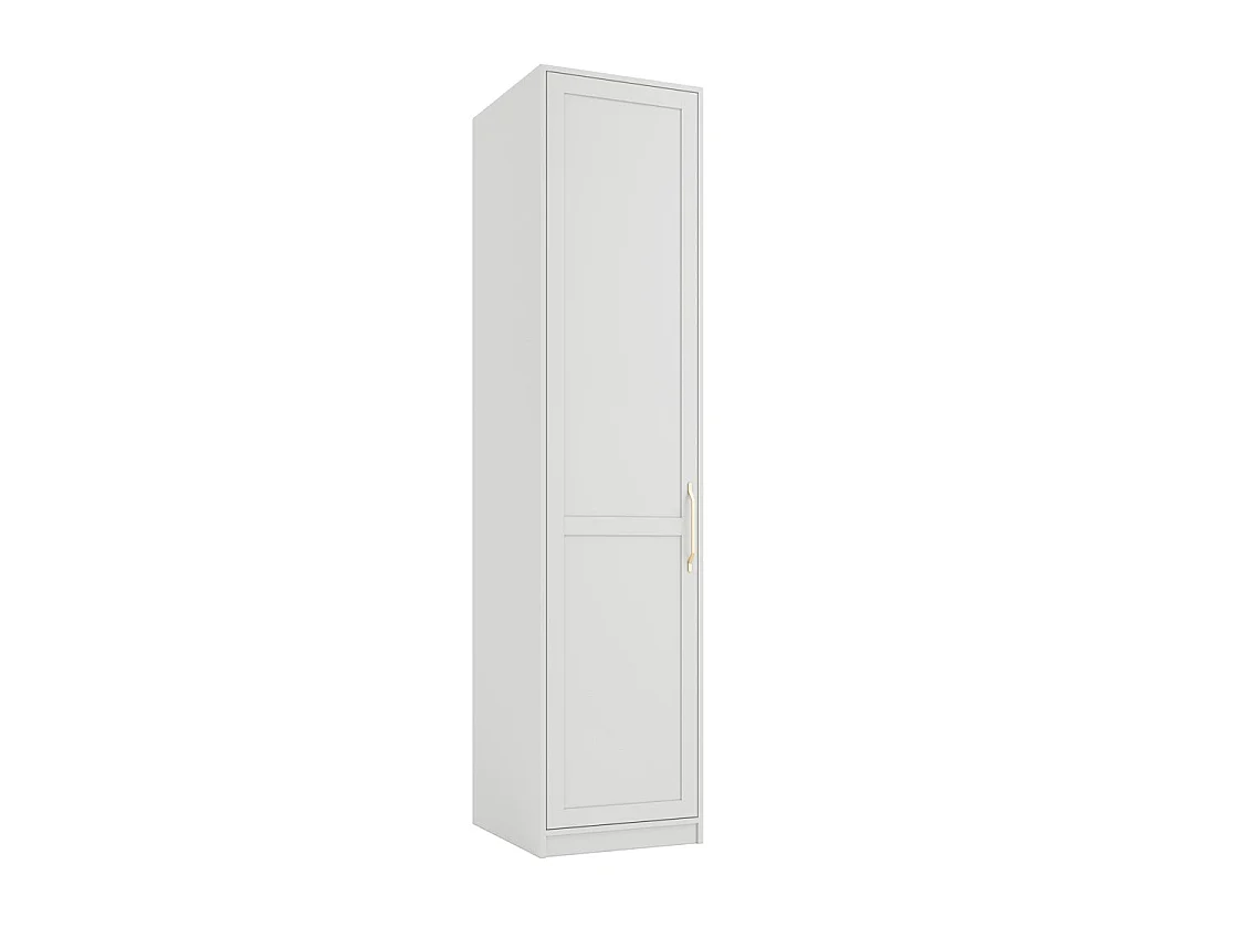 Kahs White Shaker 1 Door Wooden Wardrobe with Brushed Brass Handle