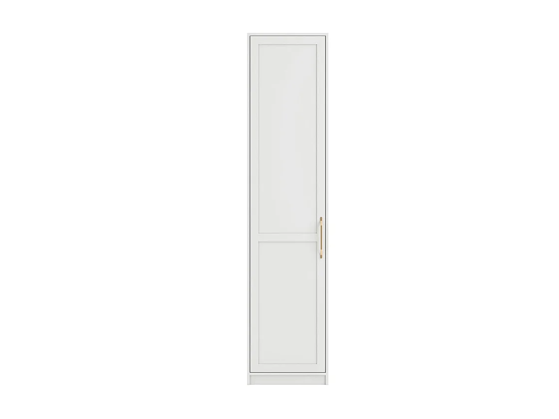 Kahs White Shaker 1 Door Wooden Wardrobe with Brushed Brass Handle