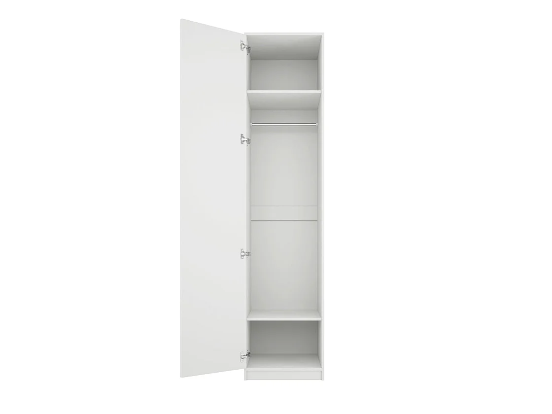 Kahs White Shaker 1 Door Wooden Wardrobe with Brushed Brass Handle