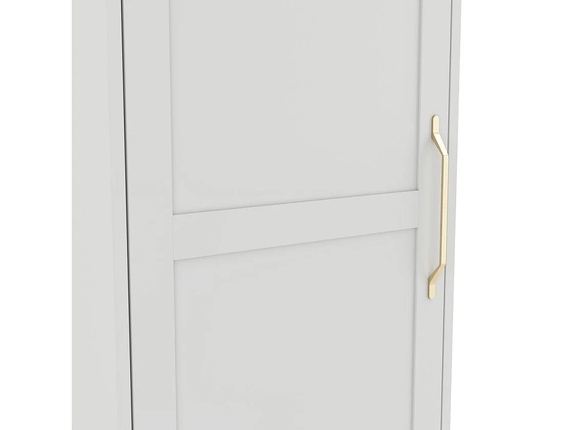 Kahs White Shaker 1 Door Wooden Wardrobe with Brushed Brass Handle