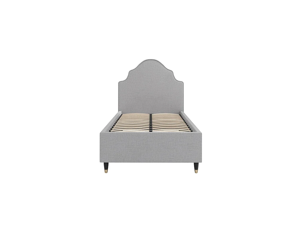 Monterey Light Grey Single Bed Linen Blend Padded Headboard Sprung Slats