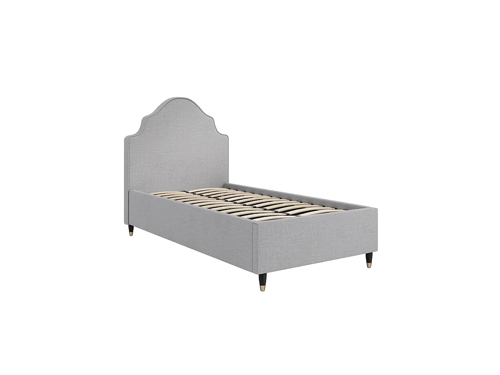 Monterey Light Grey Single Bed Linen Blend Padded Headboard Sprung Slats
