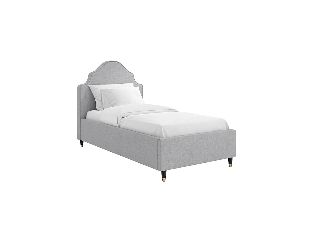 Monterey Light Grey Single Bed Linen Blend Padded Headboard Sprung Slats