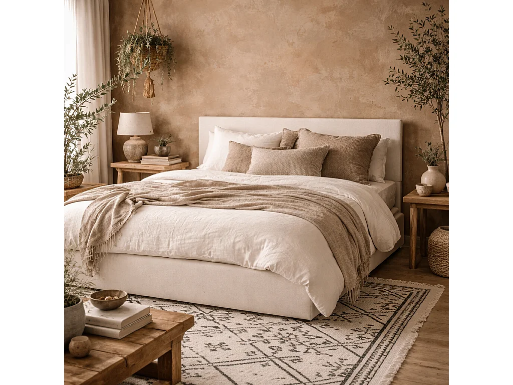 Portarlington Upholstered Ivory Twill 5ft King Bed with Headboard