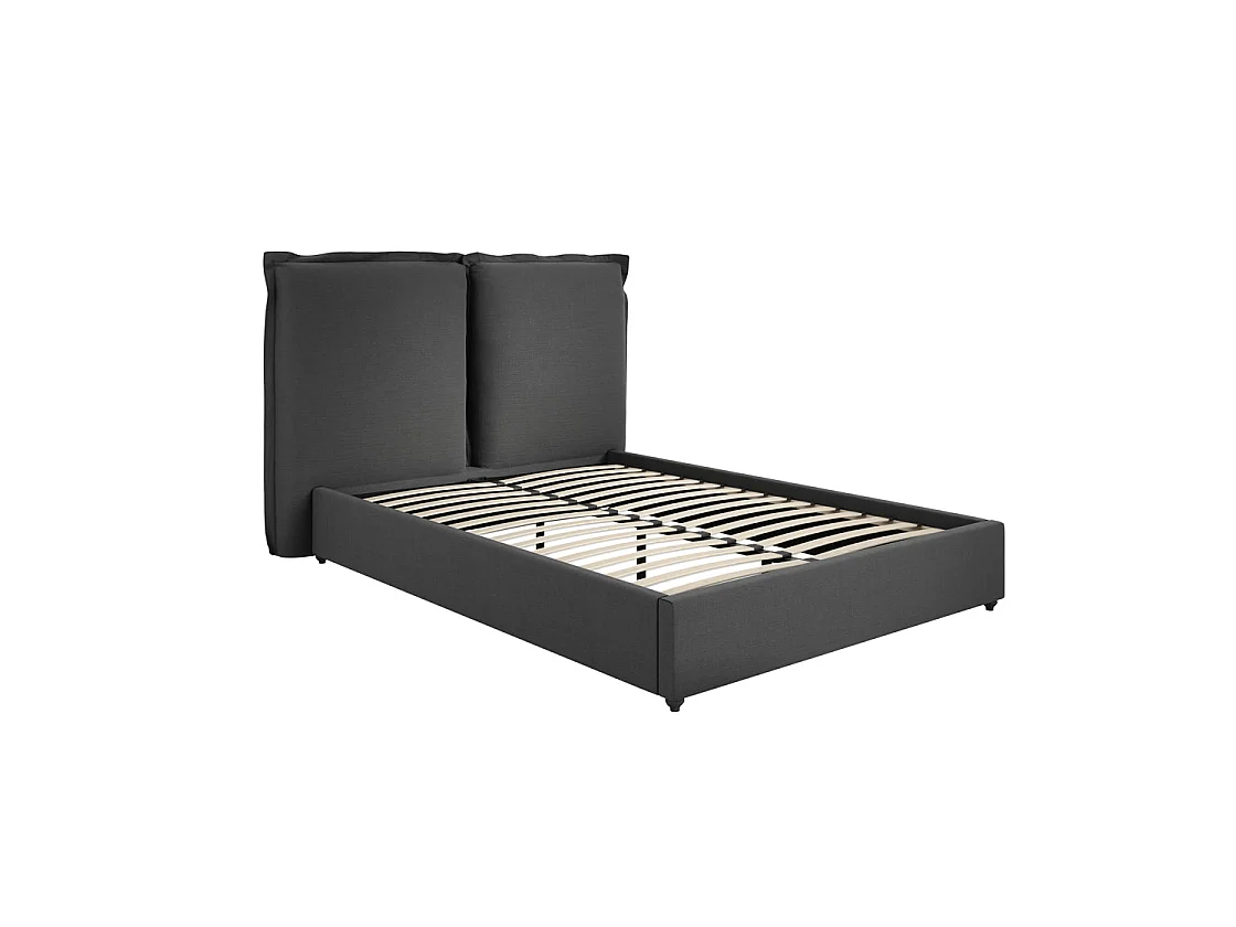 Wexford Deep Grey Linen Upholstered King Size Bed with Pillow Headboard 5ft