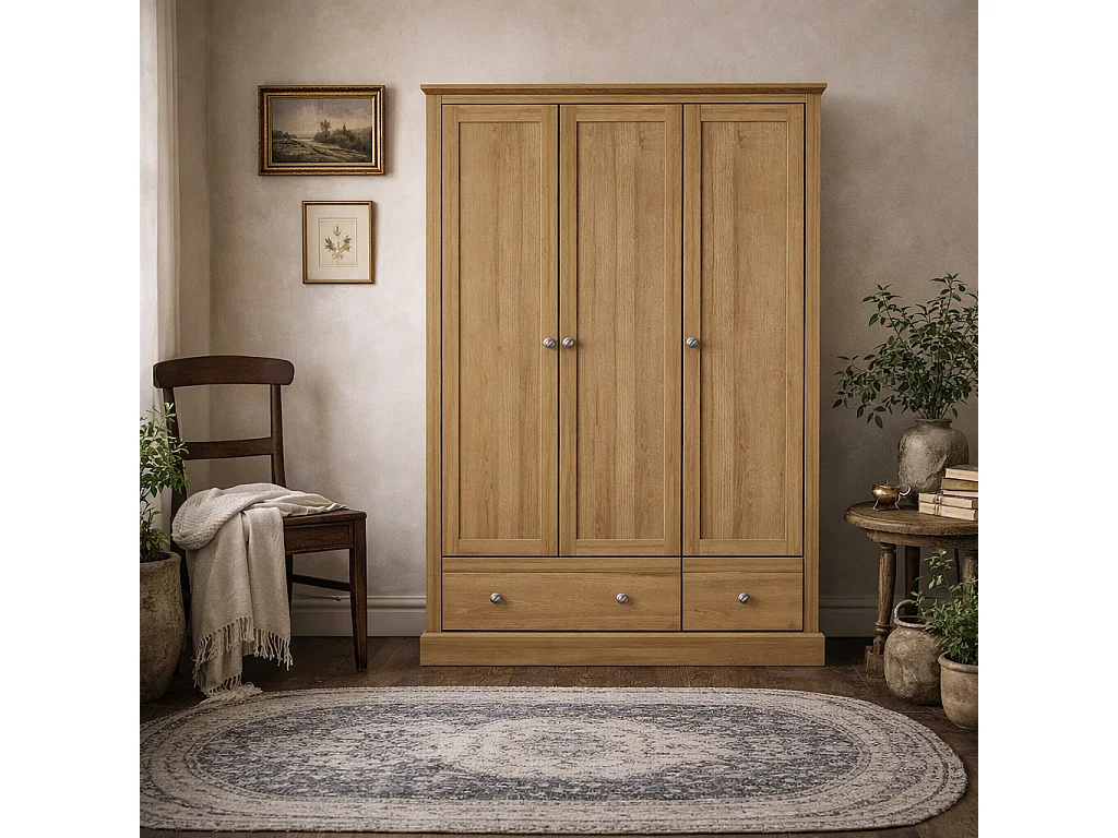 Ardee Natural Oak 3 Door Wardrobe with 2 Drawers