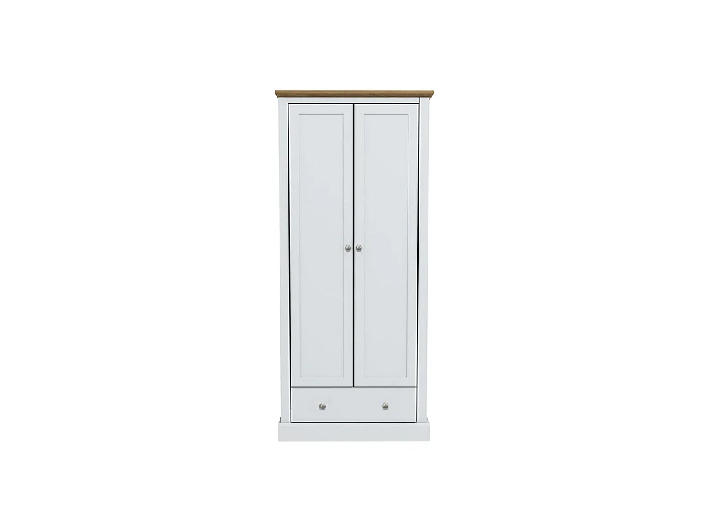 Ardee White and Natural Oak 2 Door Wardrobe with 1 Drawer