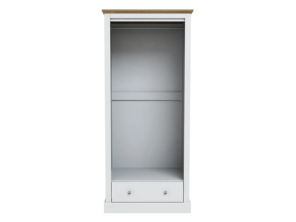 Ardee White and Natural Oak 2 Door Wardrobe with 1 Drawer