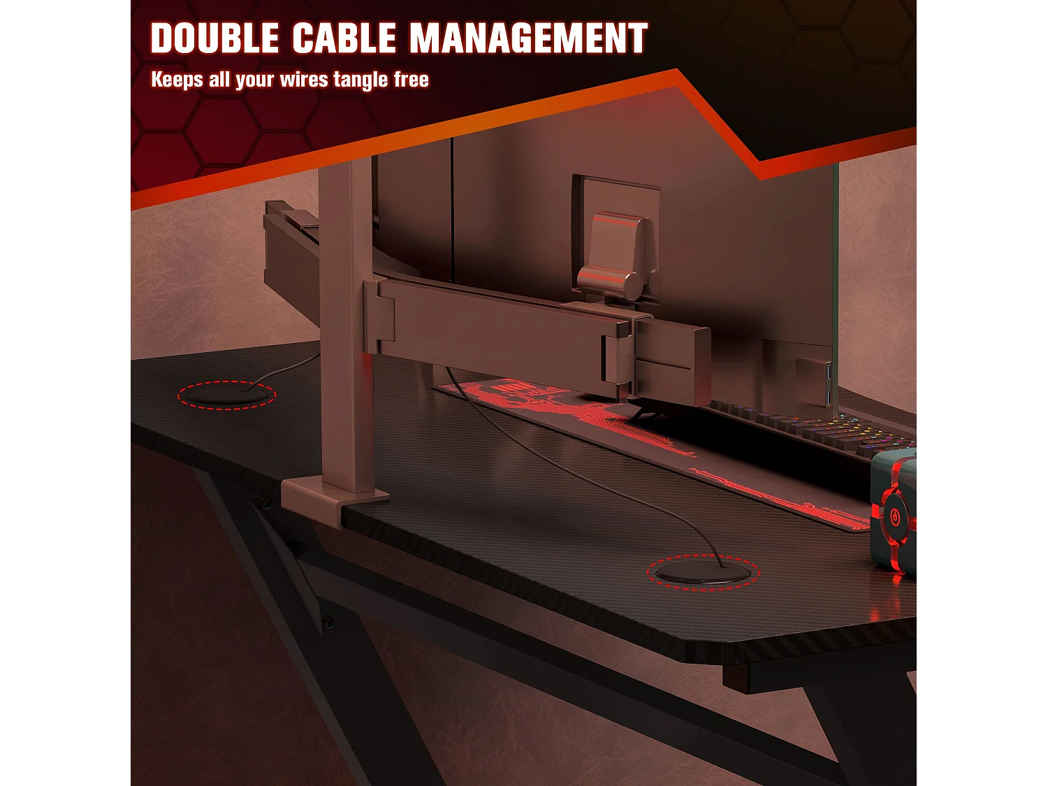 Hanaba 120cm Black Gaming Desk Laminated Top Steel Z Frame Cup Holder Headphone Hook Cable Management
