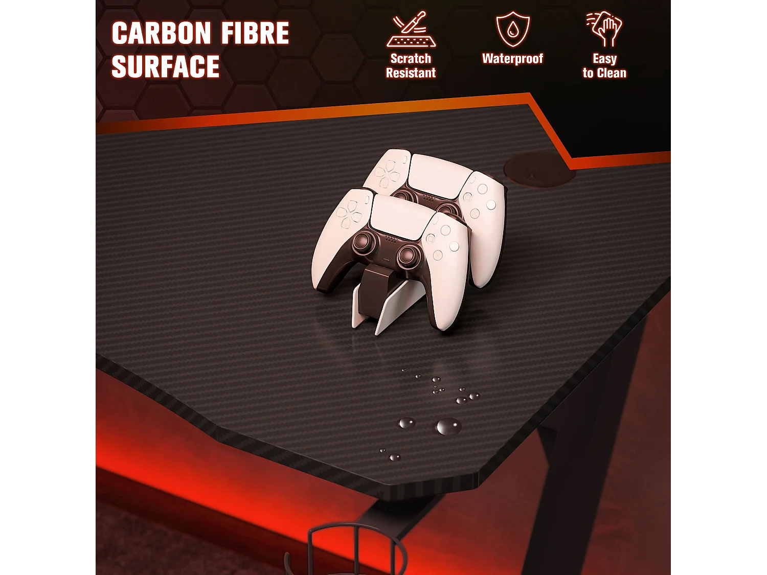 Hanaba 120cm Black Gaming Desk Laminated Top Steel Z Frame Cup Holder Headphone Hook Cable Management