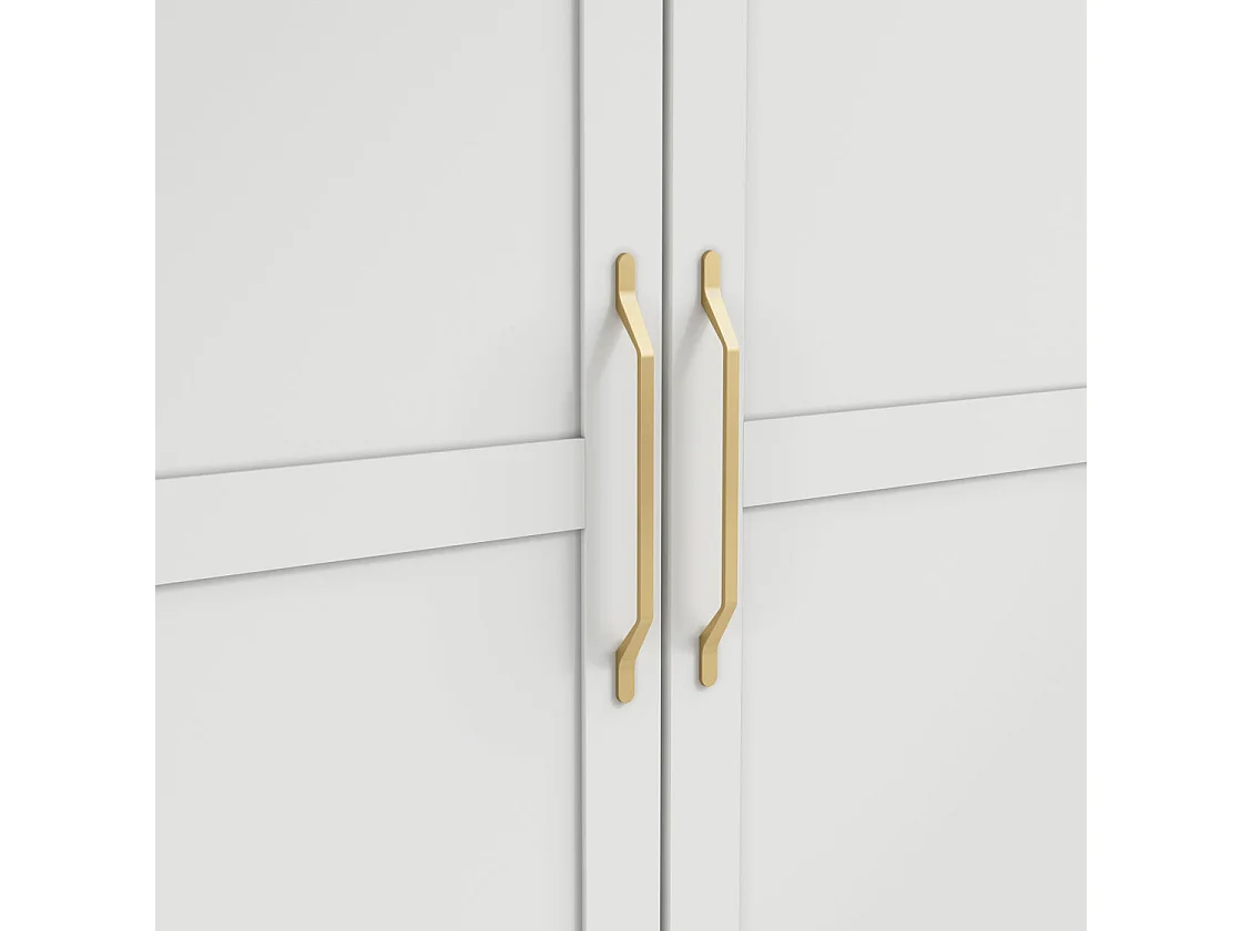 Kahs White Wooden 2 Door Wardrobe with Brushed Brass Handles
