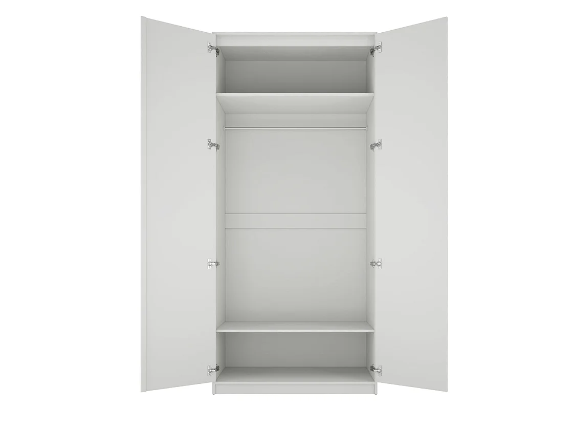 Kahs White Wooden 2 Door Wardrobe with Brushed Brass Handles